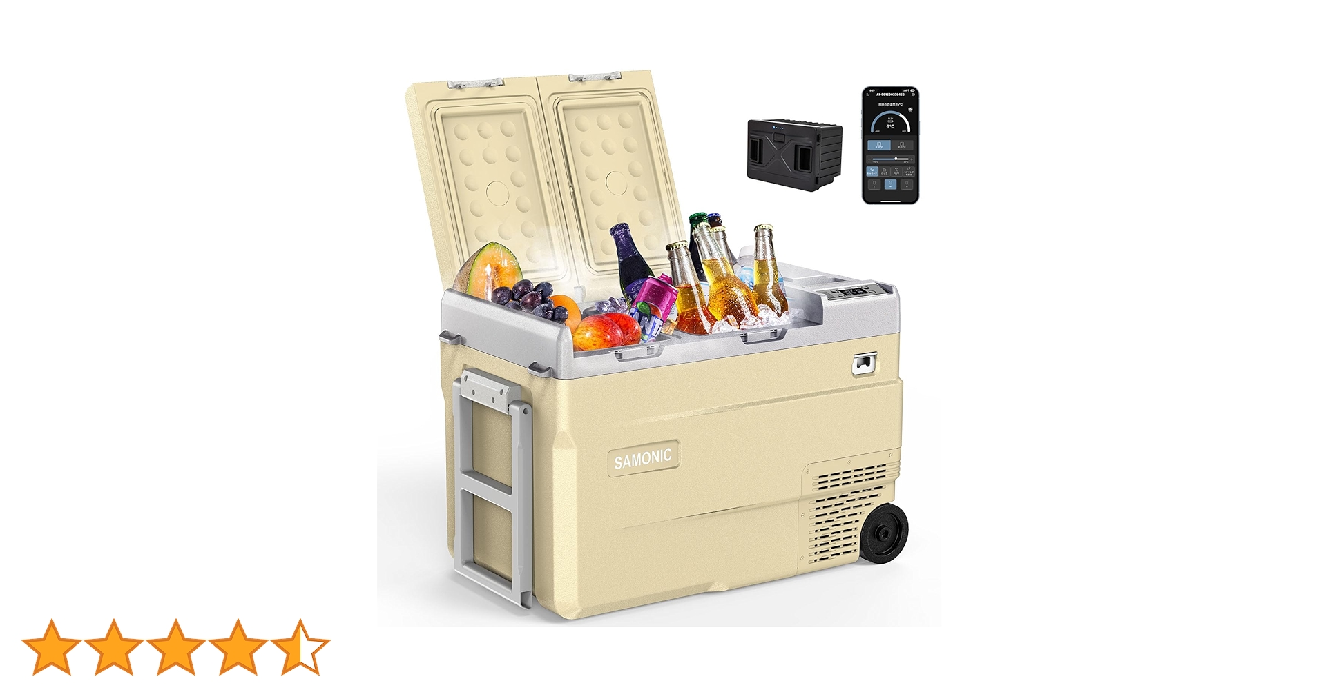 【新品未使用】車載冷蔵庫 モバイルバッテリー付き 35L　ブラック色 Amazon.co.jp: SAMONIC 車載冷蔵庫 モバイルバッテリー付き 35L
